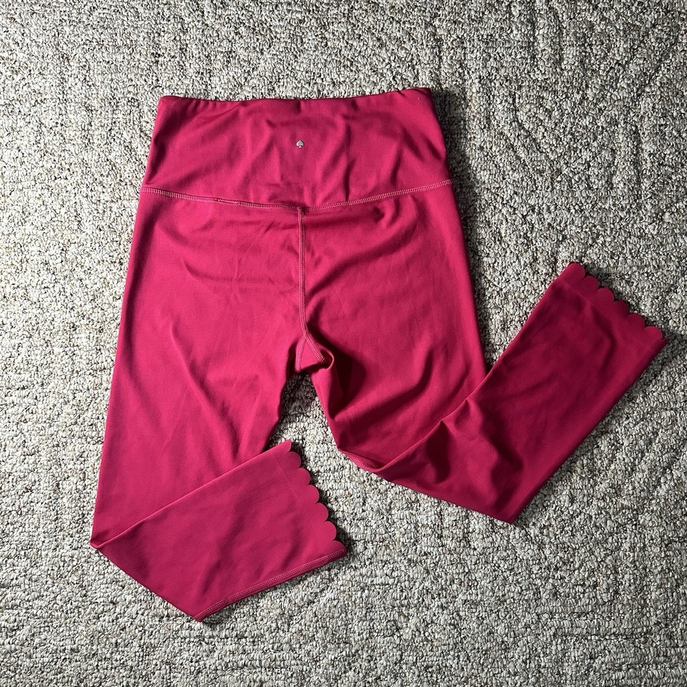 Kate Spade New York Women's Hot Pink Scallop Crop Leggings High Rise Size Small - Picture 10 of 10